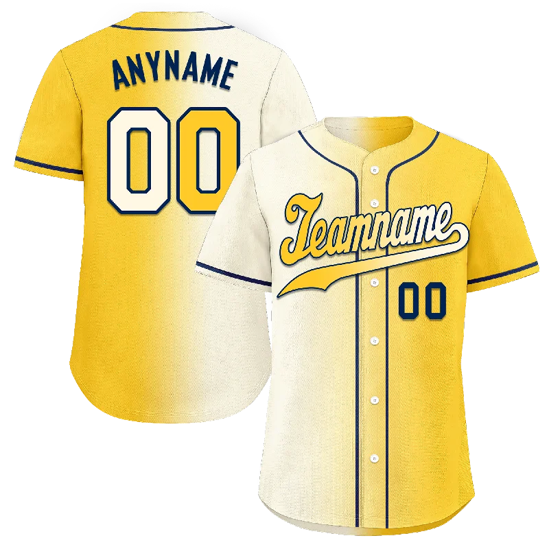 Baseball Jersey Pullover-Custom White Yellow Gradient Fashion Personalized Authentic Baseball Jersey BSBJ01-D0a709f