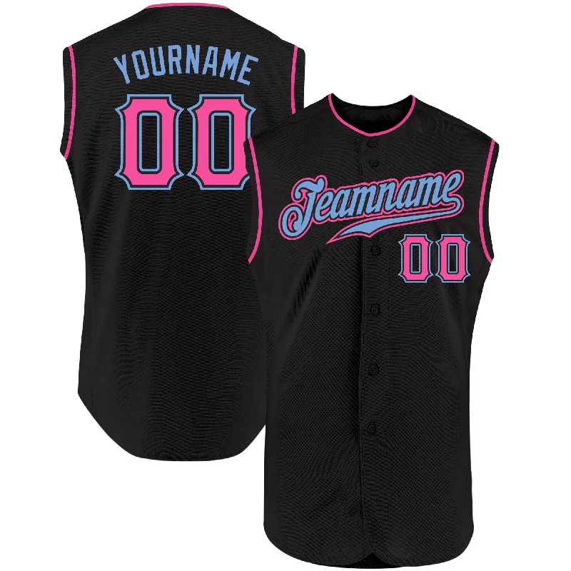 Baseball Jersey Green-Custom Black Pink-Light Blue Authentic Sleeveless Baseball Jersey