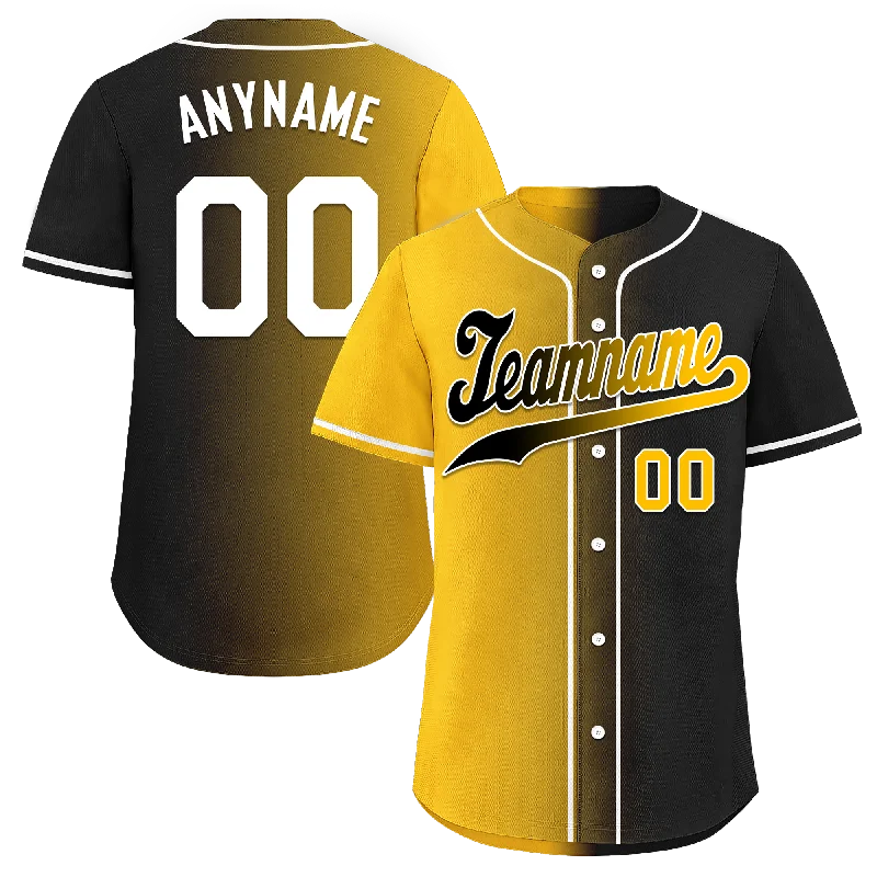 Baseball Jersey Polyester-Custom Yellow Black Gradient Fashion Personalized Authentic Baseball Jersey BSBJ01-D0a7a00