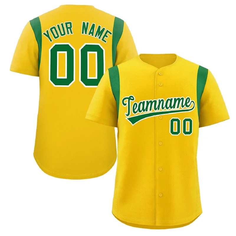 Baseball Jersey Cotton-Custom Gold Kelly Green Classic Style Personalized Full Button Authentic Baseball Jersey