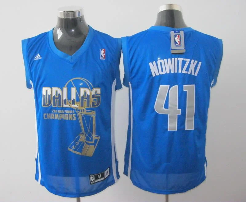 Basketball Jersey Premium-Mavericks 41 Nowitzki Light Blue 2011 Champions Basketball Jerseys