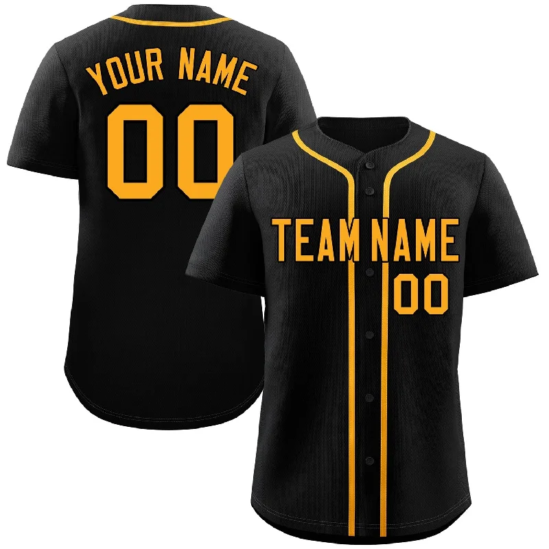 Baseball Jersey Limited Stock-Custom Black Yellow Classic Style Authentic Baseball Jersey