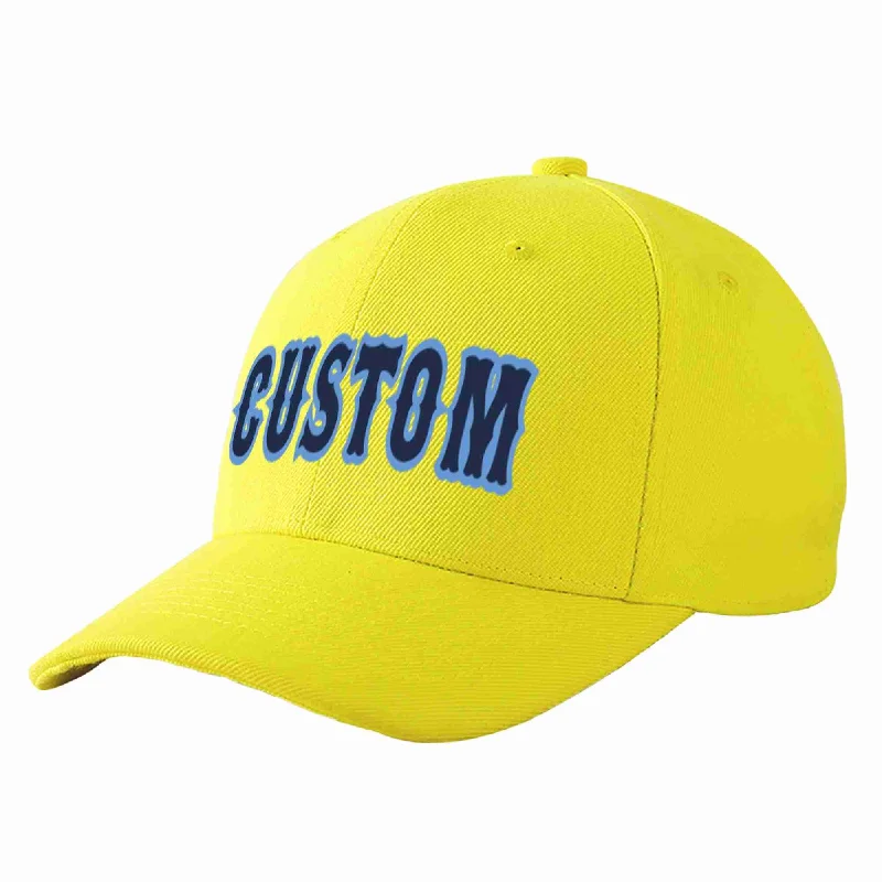 Baseball Cap Fashion-Custom Yellow Navy-Light Blue Curved Eaves Sport Baseball Cap Design for Men/Women/Youth