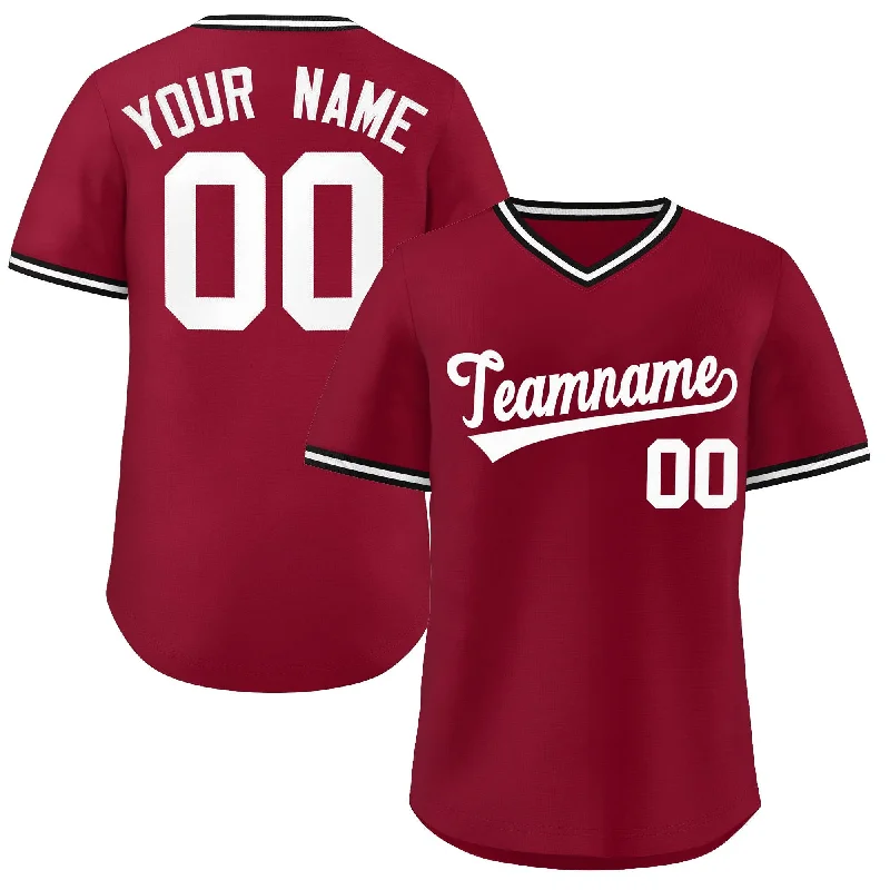 Baseball Jersey New Year-Custom Crimson Classic Style Outdoor Authentic Pullover Baseball Jersey