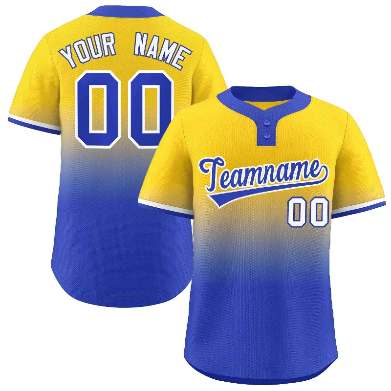 Baseball Jersey Celebrity-Custom Gold Royal Royal-White Gradient Fashion Authentic Two-Button Baseball Jersey