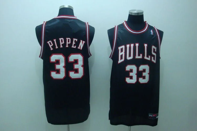 Basketball Jersey Breathable Fabric-Bulls 33 Scottie Pippen Black Basketball Jerseys