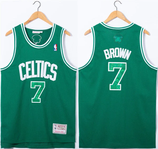 Basketball Jersey Mesh-Men's Boston Celtics #7 Jaylen Brown Green Stitched Basketball Jersey