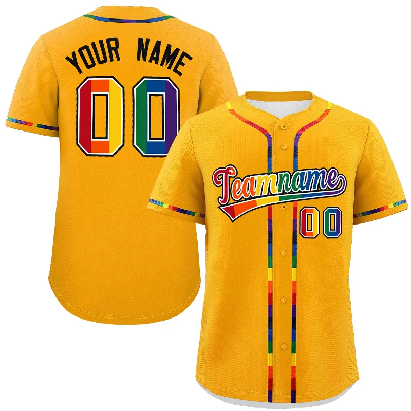 Baseball Jersey Plaid-Custom Yellow LGBT Rainbow For Pride Month Classic Style Authentic Baseball Jersey