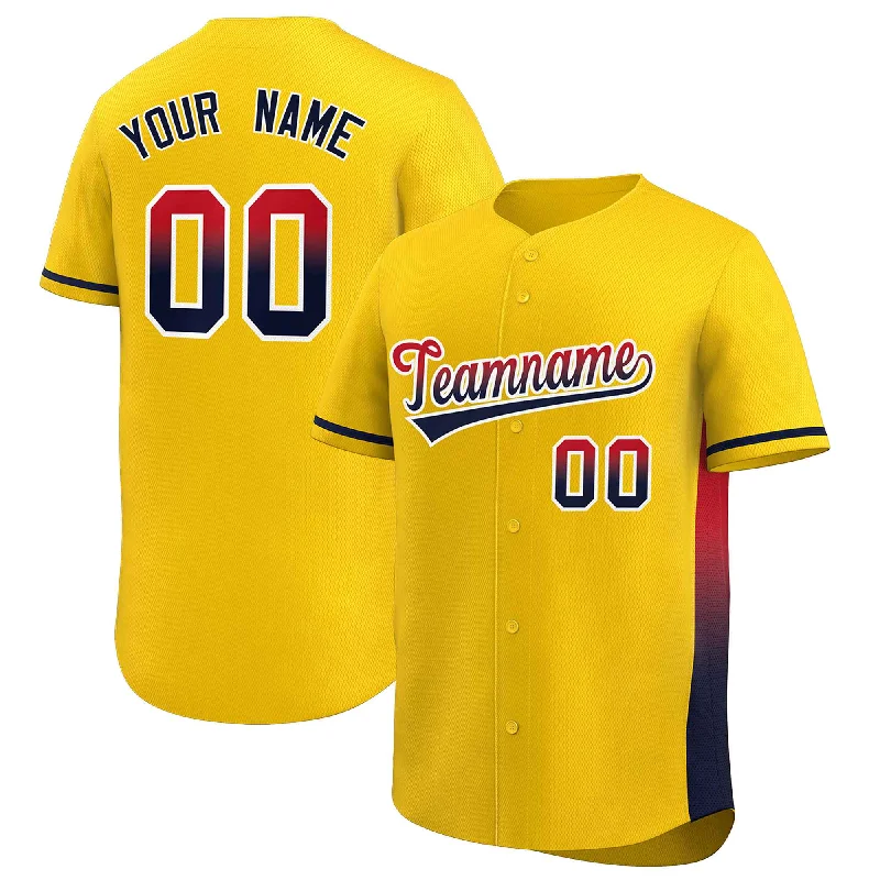 Baseball Jersey Baseball Mom-Custom Gold Red-Black Personalized Gradient Font And Side Design Authentic Baseball Jersey