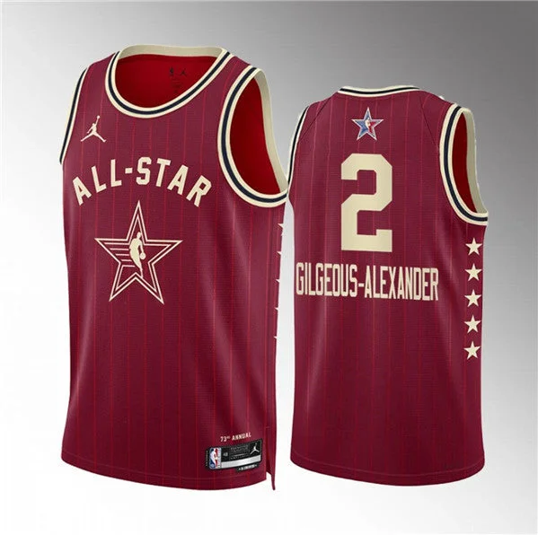 Basketball Jersey Pop Culture-Men's 2024 All-Star #2 Shai Gilgeous-Alexander Crimson Stitched Basketball Basketball Jersey