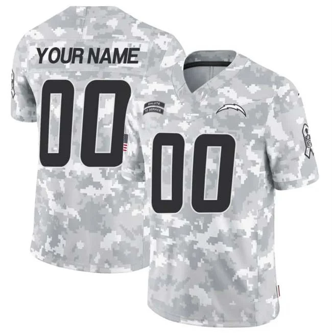 Football Jersey Fishing-Custom LA.Chargers Active Player 2024 F.U.S.E Arctic Camo Salute To Service Limited Stitched Football Jersey