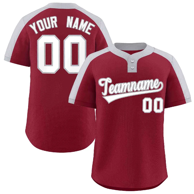 Baseball Jersey Gym-Custom Crimson White-Gray Classic Style Authentic Two-Button Baseball Jersey