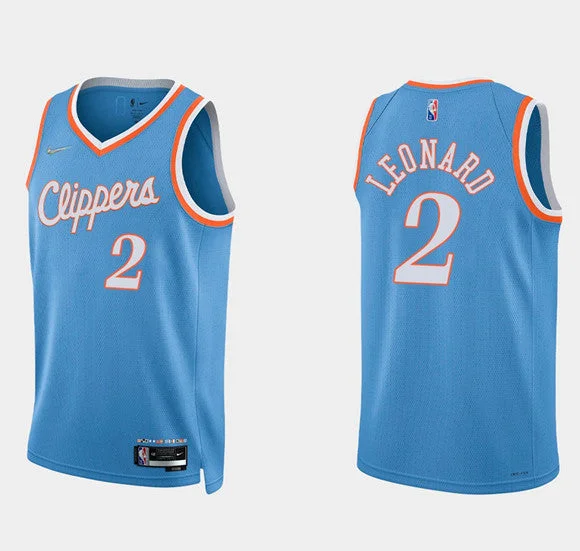 Basketball Jersey College-Men's Los Angeles Clippers #2 Kawhi Leonard Blue 75th Anniversary City Stitched Basketball Jersey