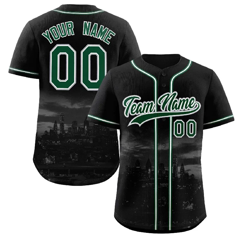 Baseball Jersey Sleeveless-Custom Black Green-White Philadelphia City Connect Baseball Jersey