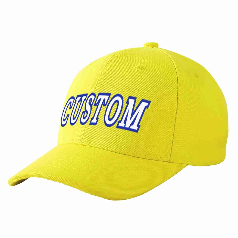 Baseball Cap Kids-Custom Yellow White-Royal Curved Eaves Sport Baseball Cap Design for Men/Women/Youth