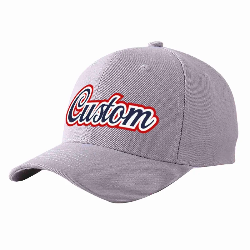 Baseball Cap Best Sellers-Custom Gray Navy-White Curved Eaves Sport Baseball Cap Design for Men/Women/Youth