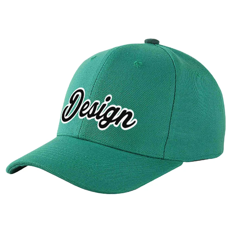 Baseball Cap Police-Custom Light Green Black-White Curved Eaves Sport Design Baseball Cap