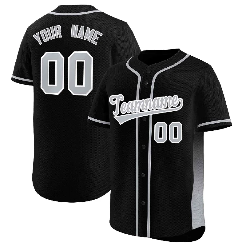 Baseball Jersey Fantasy-Custom Black Gray Personalized Gradient Side Design Authentic Baseball Jersey