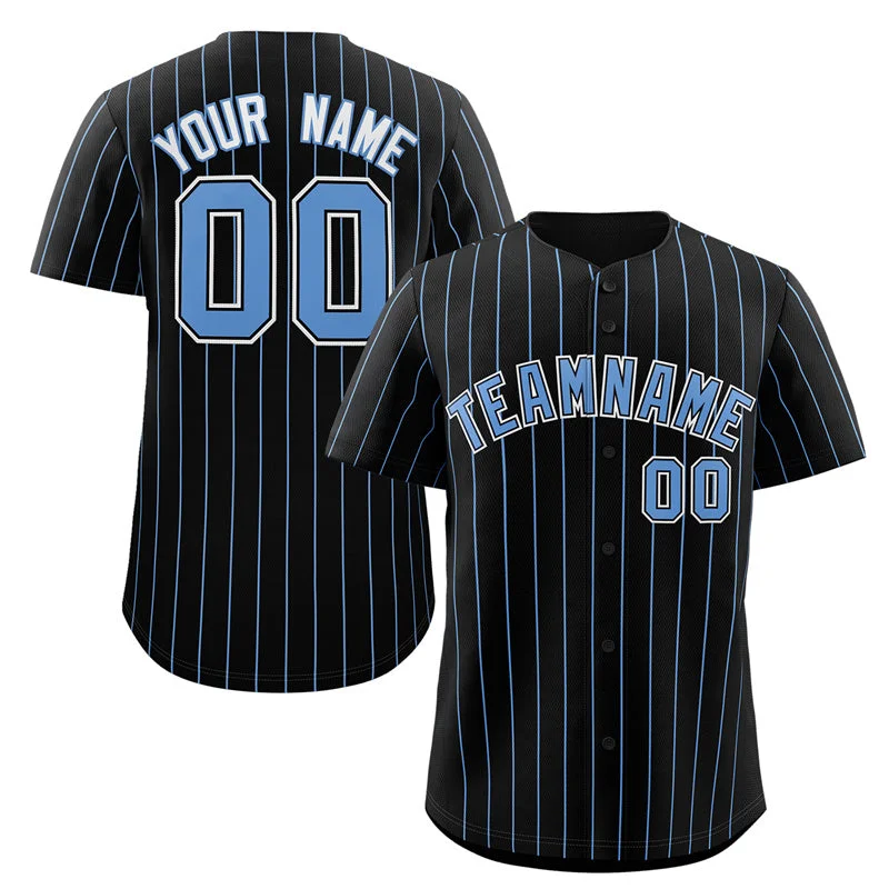 Baseball Jersey Modern-Custom Black Light Blue-White Stripe Fashion Authentic Baseball Jersey