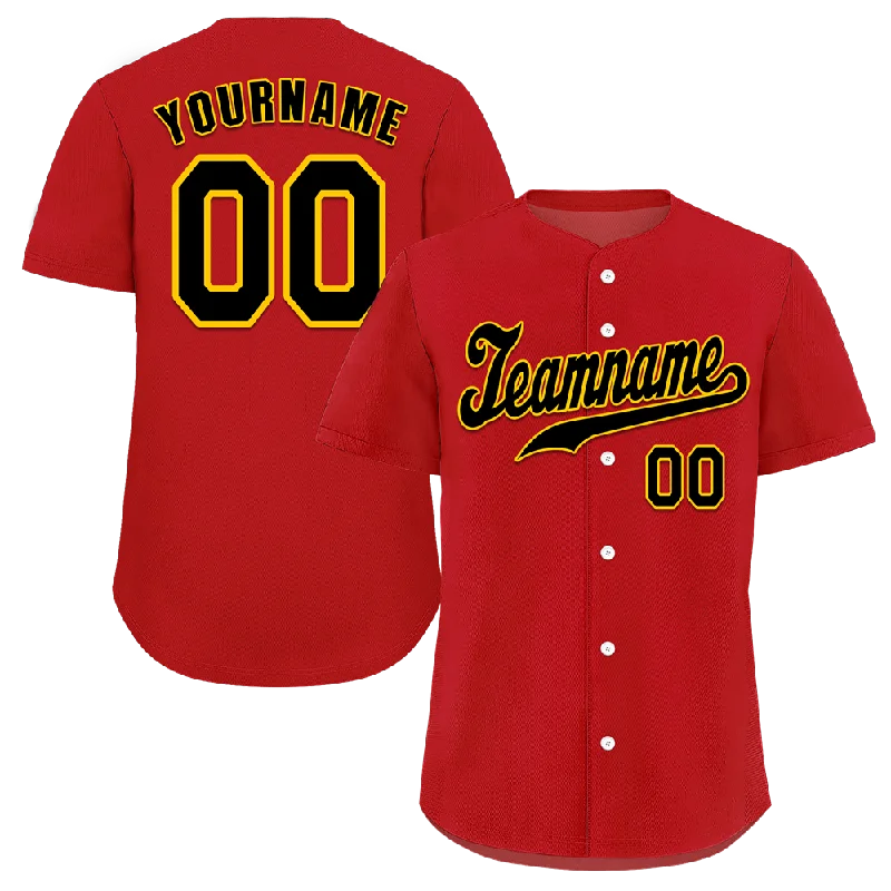 Baseball Jersey Gamer-Custom Red Classic Style Black Authentic Baseball Jersey