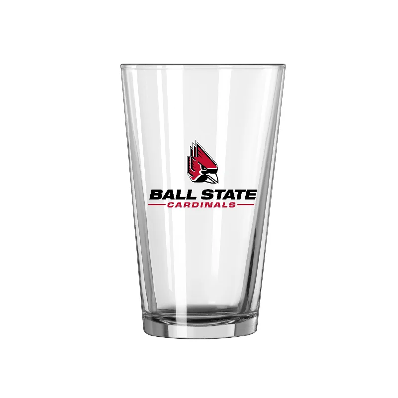 Team Mug Two-Tone-Ball State 16oz Logo Pint Glass