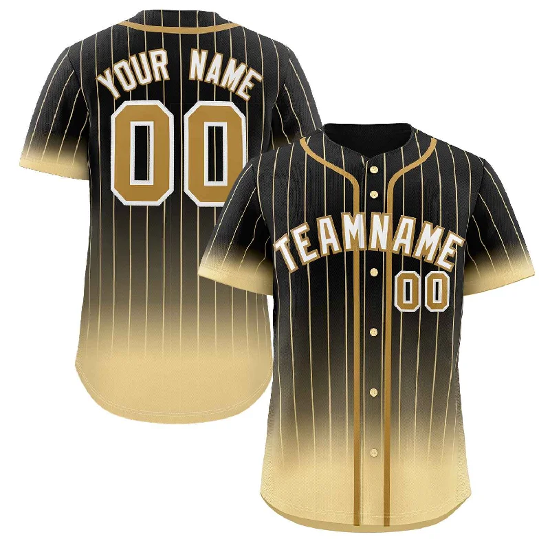 Baseball Jersey Durable-Custom Black Khaki-White Gradient Stripe Fashion Authentic Baseball Jersey