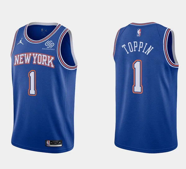 Basketball Jersey Hiking-Men's New York Knicks #1 Obi Toppin Blue Stitched Basketball Jersey