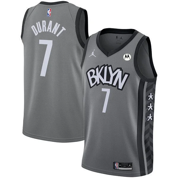 Basketball Jersey Yellow-Men's Brooklyn Nets #7 Kevin Durant Grey 2020/21 Stitched Basketball Jersey