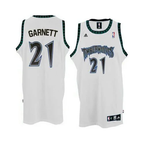 Basketball Jersey Hunting-Timberwolves 21 Retro Garnett White Basketball Jerseys