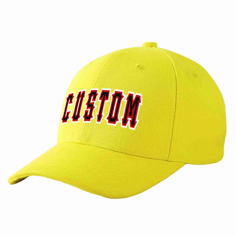 Baseball Cap Outdoor-Custom Yellow Black-Red Curved Eaves Sport Baseball Cap Design for Men/Women/Youth