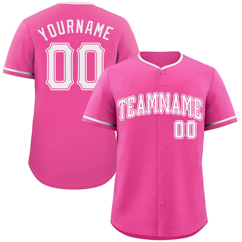 Baseball Jersey Championship-Custom Pink White-Pink Classic Style Authentic Baseball Jersey