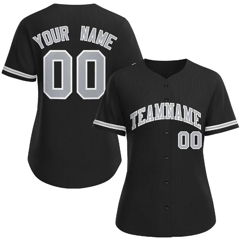 Baseball Jersey Boys-Custom Black Gray-White Classic Style Baseball Jersey For Women