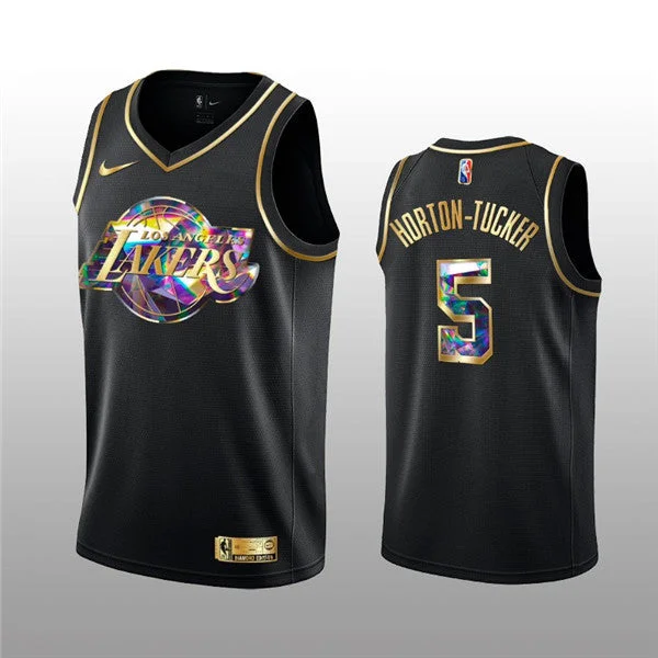 Basketball Jersey Recycled Fabric-Men's Los Angeles Lakers #5 Talen Horton-Tucker 2021/22 Black Golden Edition 75th Anniversary Diamond Logo Stitched Basketball Basketball Jersey