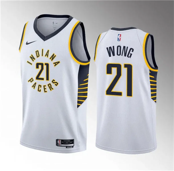 Basketball Jersey Geometric-Men's Indiana Pacers #21 Isaiah Wong White 2023 Draft Association Edition Stitched Basketball Basketball Jersey