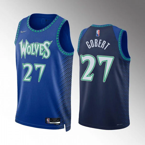 Basketball Jersey Father’s Day-Men's Minnesota Timberwolves #27 Rudy Gobert 2021/22 Blue City Edition 75th Anniversary Swingman Stitched Basketball Jersey