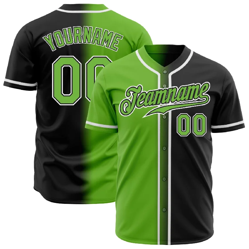 Baseball Jersey Winter-Custom Black Neon Green-White Authentic Gradient Fashion Baseball Jersey