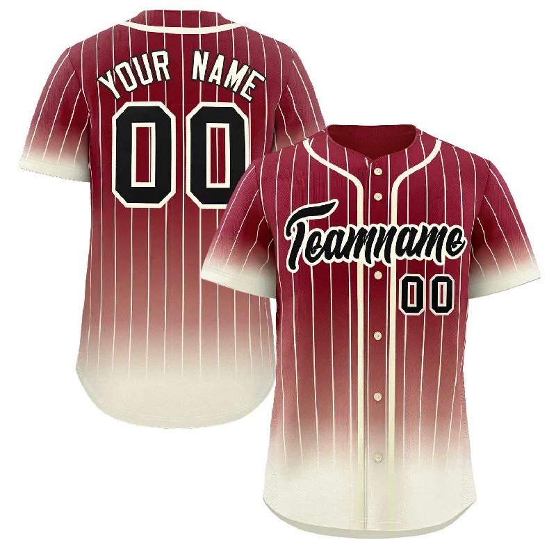 Baseball Jersey Baseball Mom-Custom Crimson Cream-Black Gradient Stripe Fashion Authentic Baseball Jersey