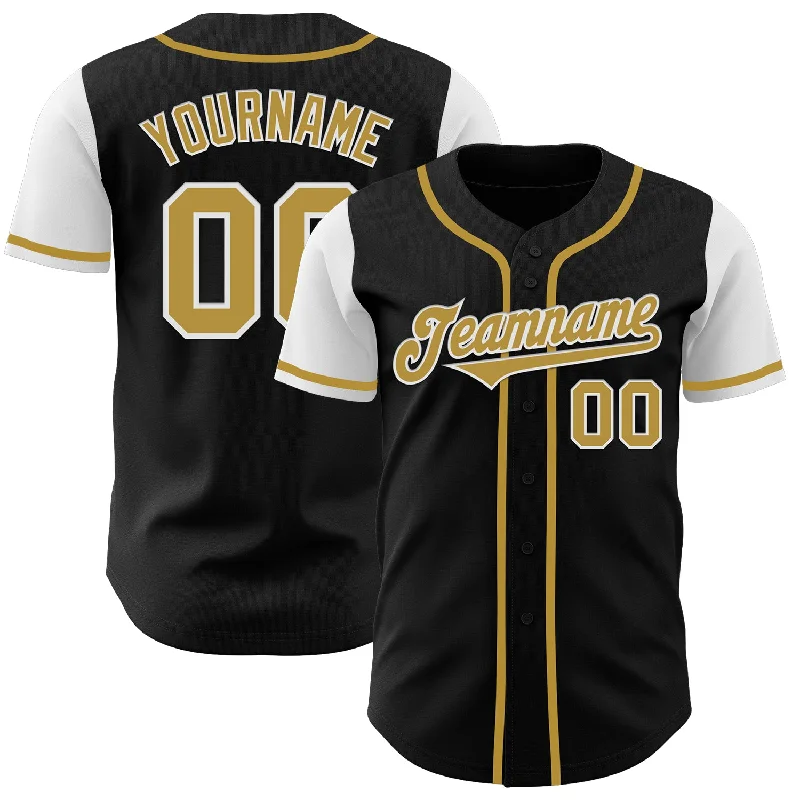 Baseball Jersey Movie-Themed-Custom Black Old Gold-White Authentic Two Tone Baseball Jersey