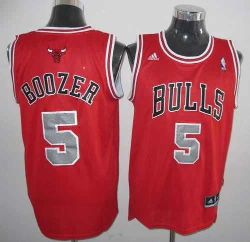 Basketball Jersey Running-Bulls 5 Boozer Red Grey Number Basketball Jerseys