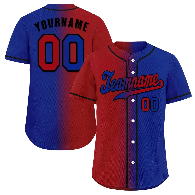 Baseball Jersey Party-Custom Red Blue Gradient Fashion Blue Authentic Baseball Jersey