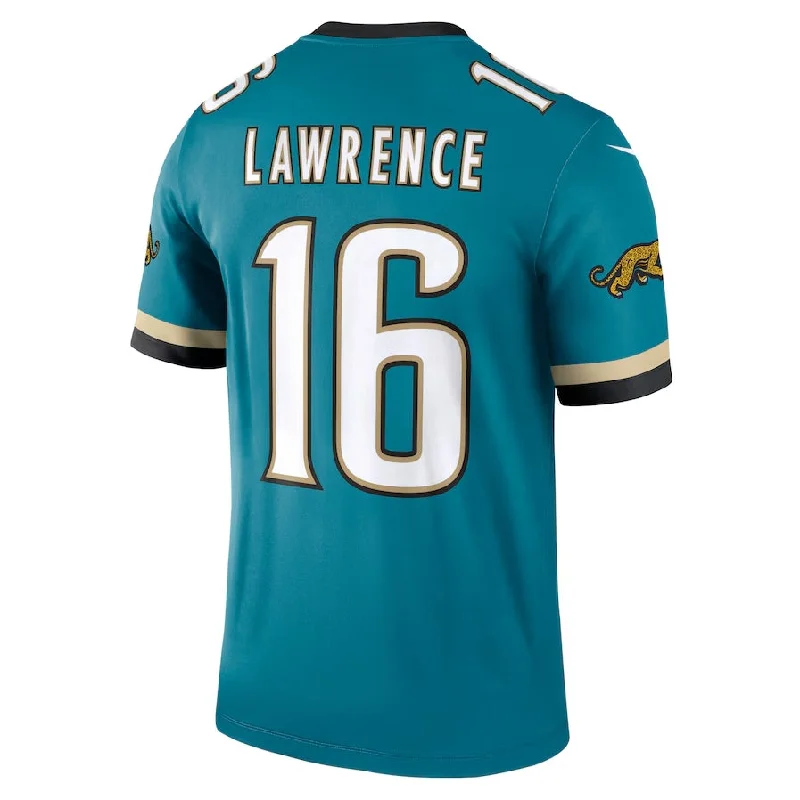 Football Jersey Cotton-J.Jaguars #16 Trevor Lawrence Prowler Throwback Legend Jersey - Teal Football Jerseys