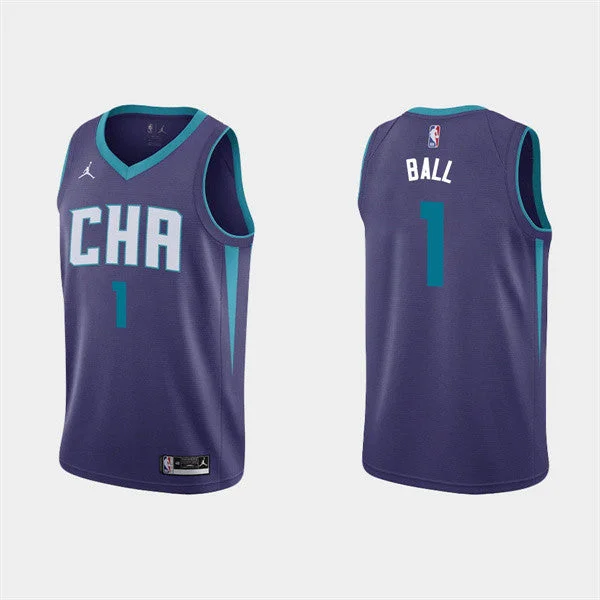 Basketball Jersey Blank-Men's Charlotte Hornets #1 LaMelo Ball 2022-23 Purple Stitched Basketball Basketball Jersey