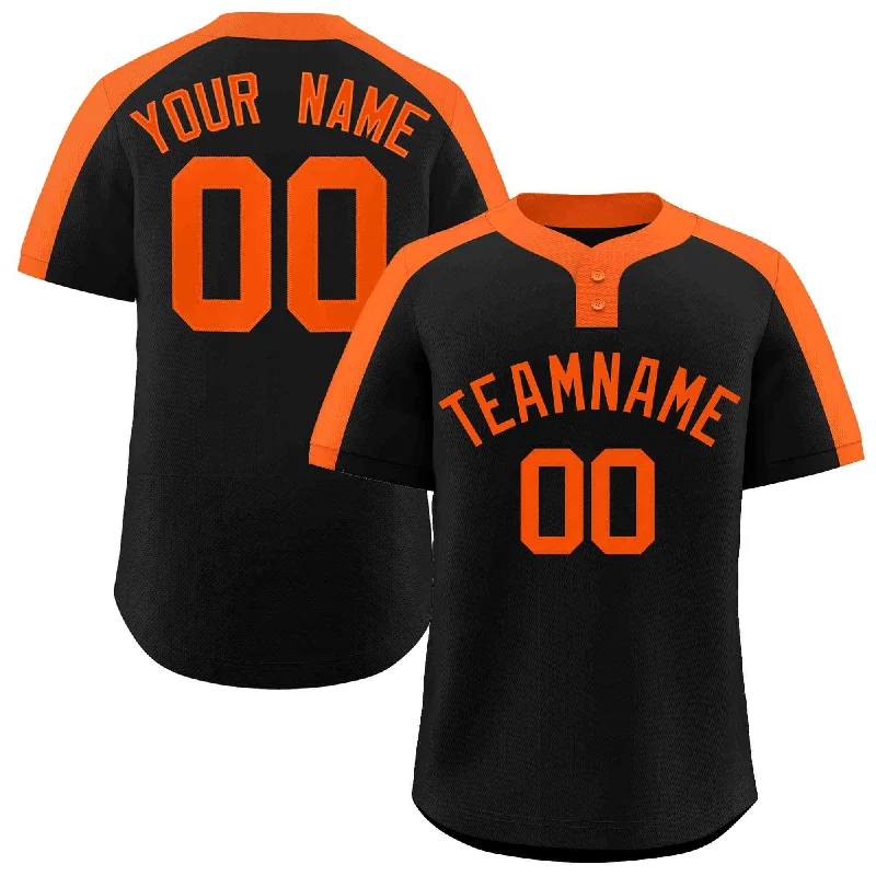 Baseball Jersey Embroidered-Custom Black Orange Classic Style Authentic Two-Button Baseball Jersey