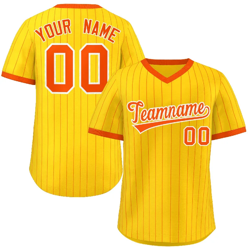 Baseball Jersey Graduation-Custom Gold Orange Stripe Fashion Authentic Pullover Baseball Jersey