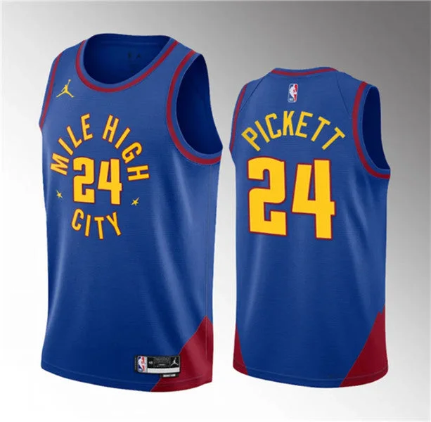 Basketball Jersey Geometric-Men's Denver Nuggets #24 Jalen Pickett Blue 2023 Draft Statement Edition Stitched Basketball Basketball Jersey