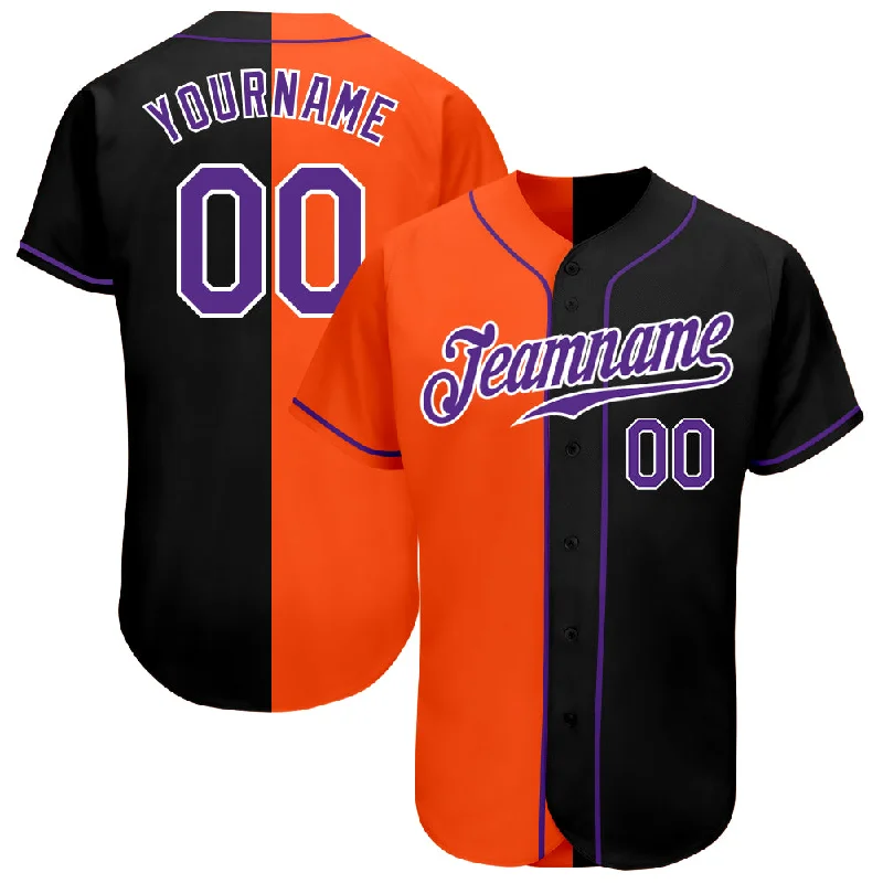 Baseball Jersey Number-Custom Black Purple-Orange Authentic Split Fashion Baseball Jersey