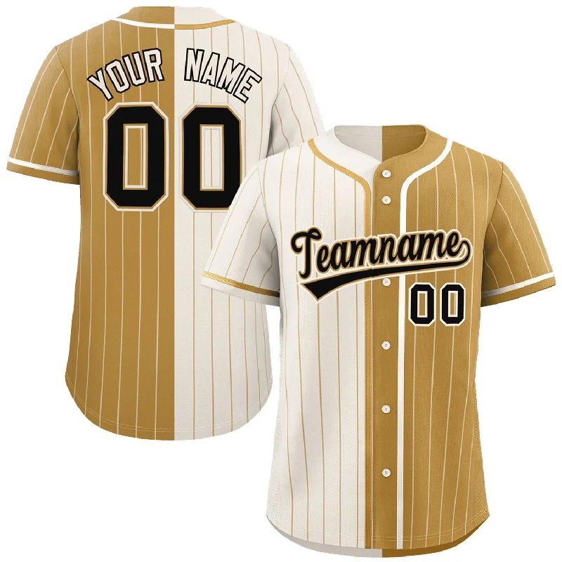 Baseball Jersey State Pride-Custom Cream Old Gold Two Tone Striped Fashion Authentic Baseball Jersey