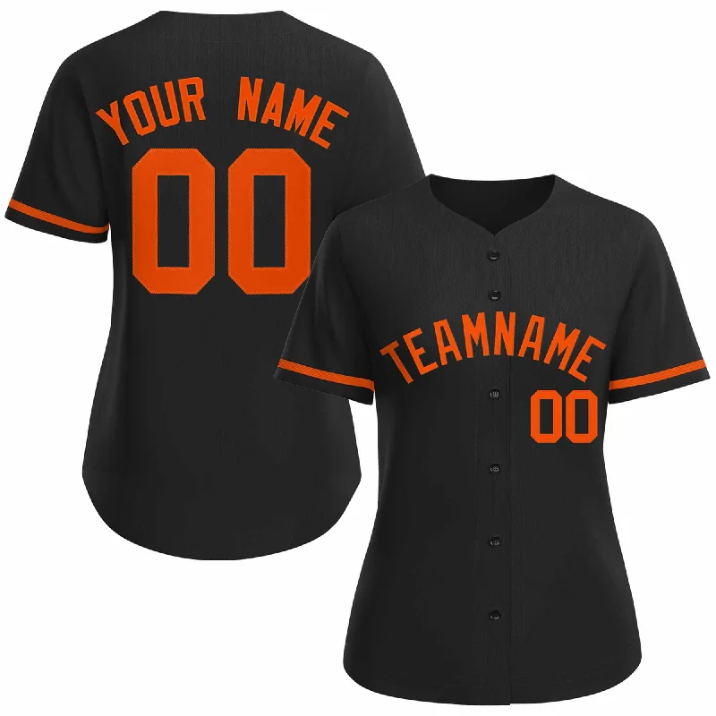 Baseball Jersey High-Quality-Custom Black Orange Classic Style Baseball Jersey for Women