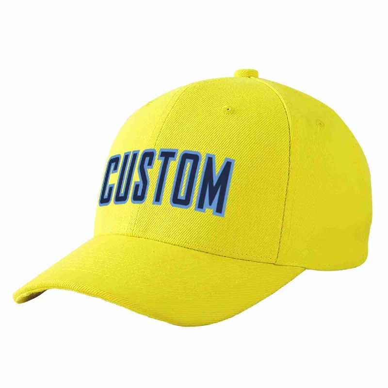 Baseball Cap Winter-Custom Yellow Navy-Light Blue Curved Eaves Sport Baseball Cap Design for Men/Women/Youth