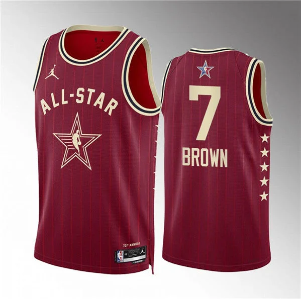 Basketball Jersey Abstract-Men's 2024 All-Star #7 Jaylen Brown Crimson Stitched Basketball Basketball Jersey